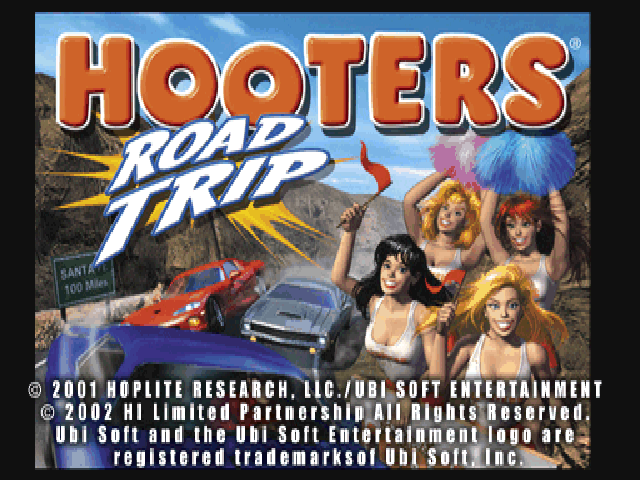 Hooters Road Trip title screen for Playstation